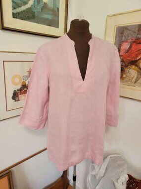 Ann Taylor 100% Linen Pale Pink Shirt